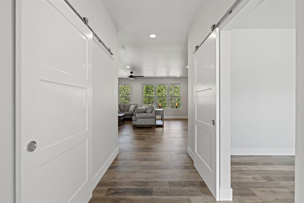 Interior hallway and doorway in the Paper Birch Way home