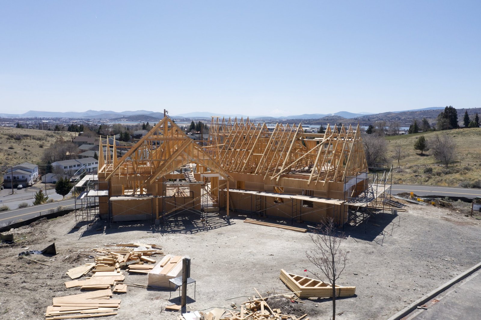 Wood framing during construction of the craftsman home