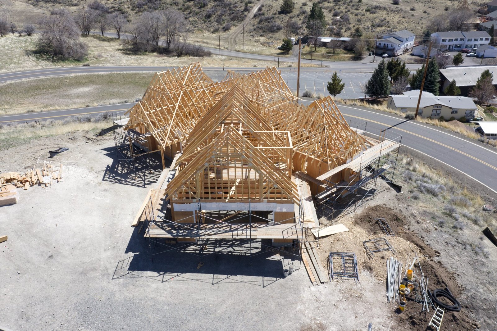 Wood-framed craftsman home during construction