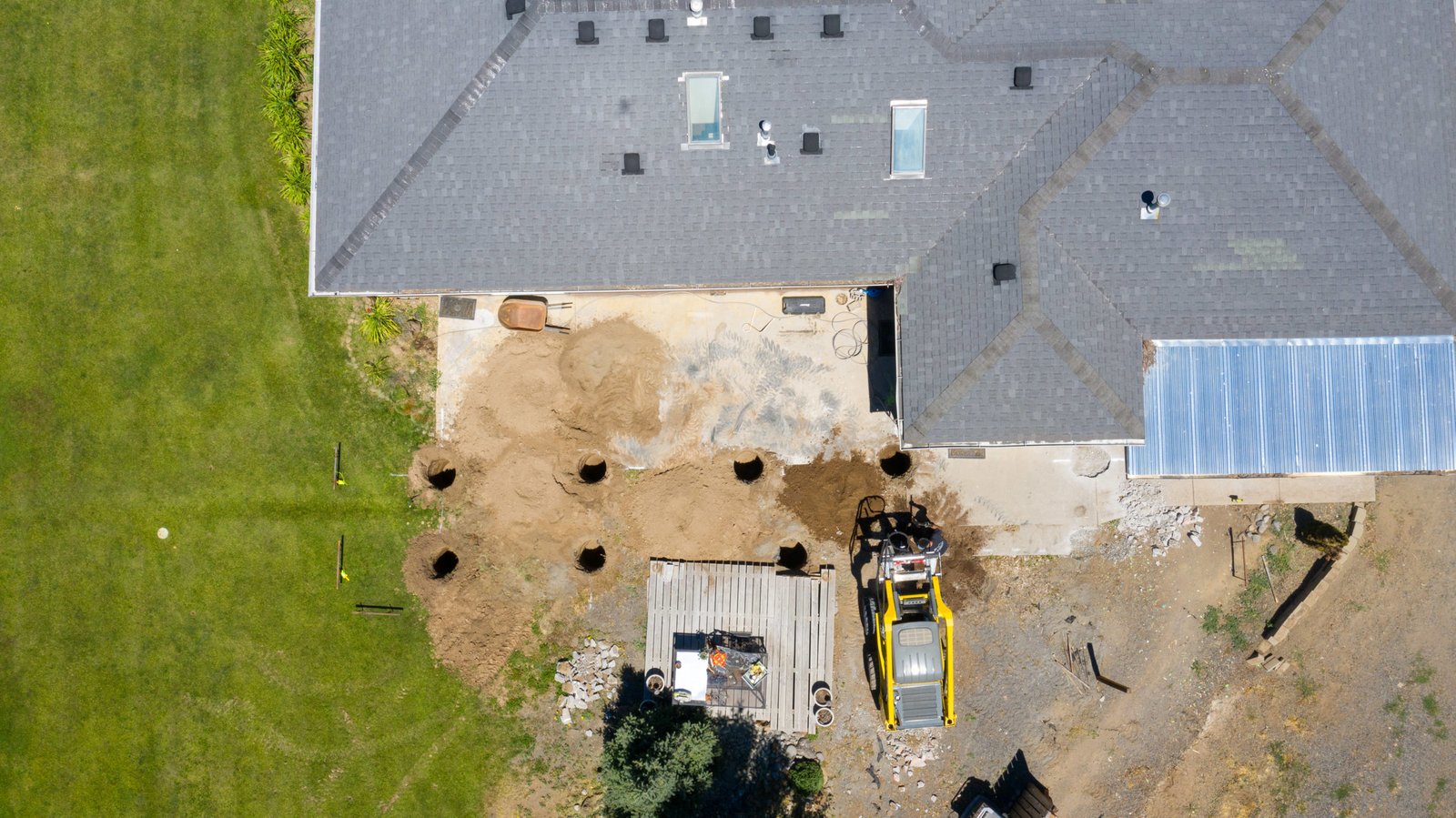 Overhead view of the patio site and equipment