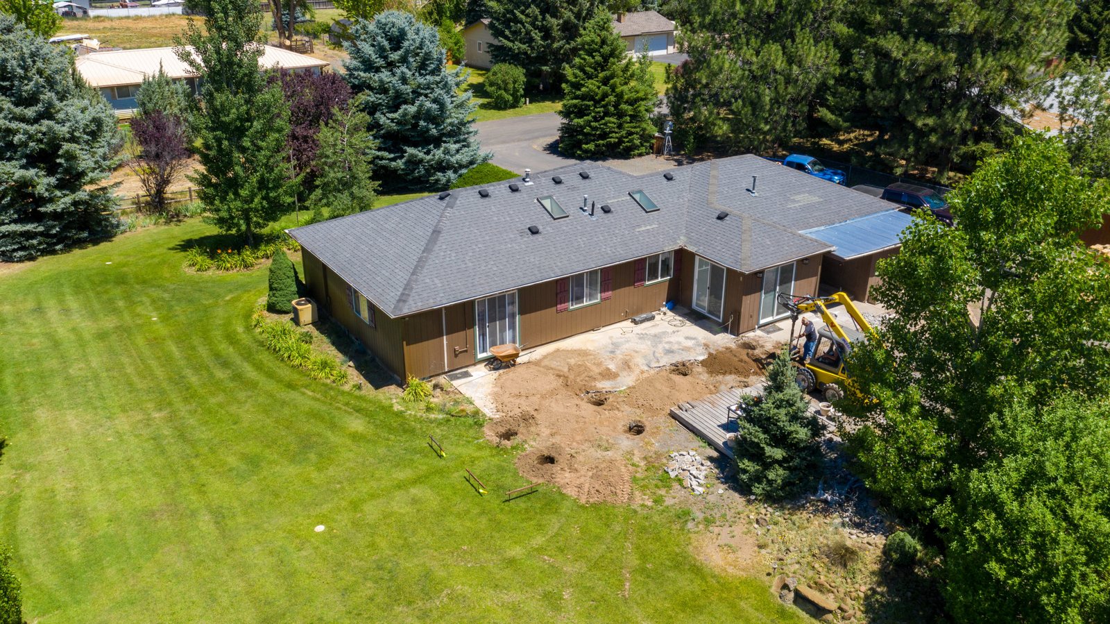 Wide view of the home before the patio roof was finished