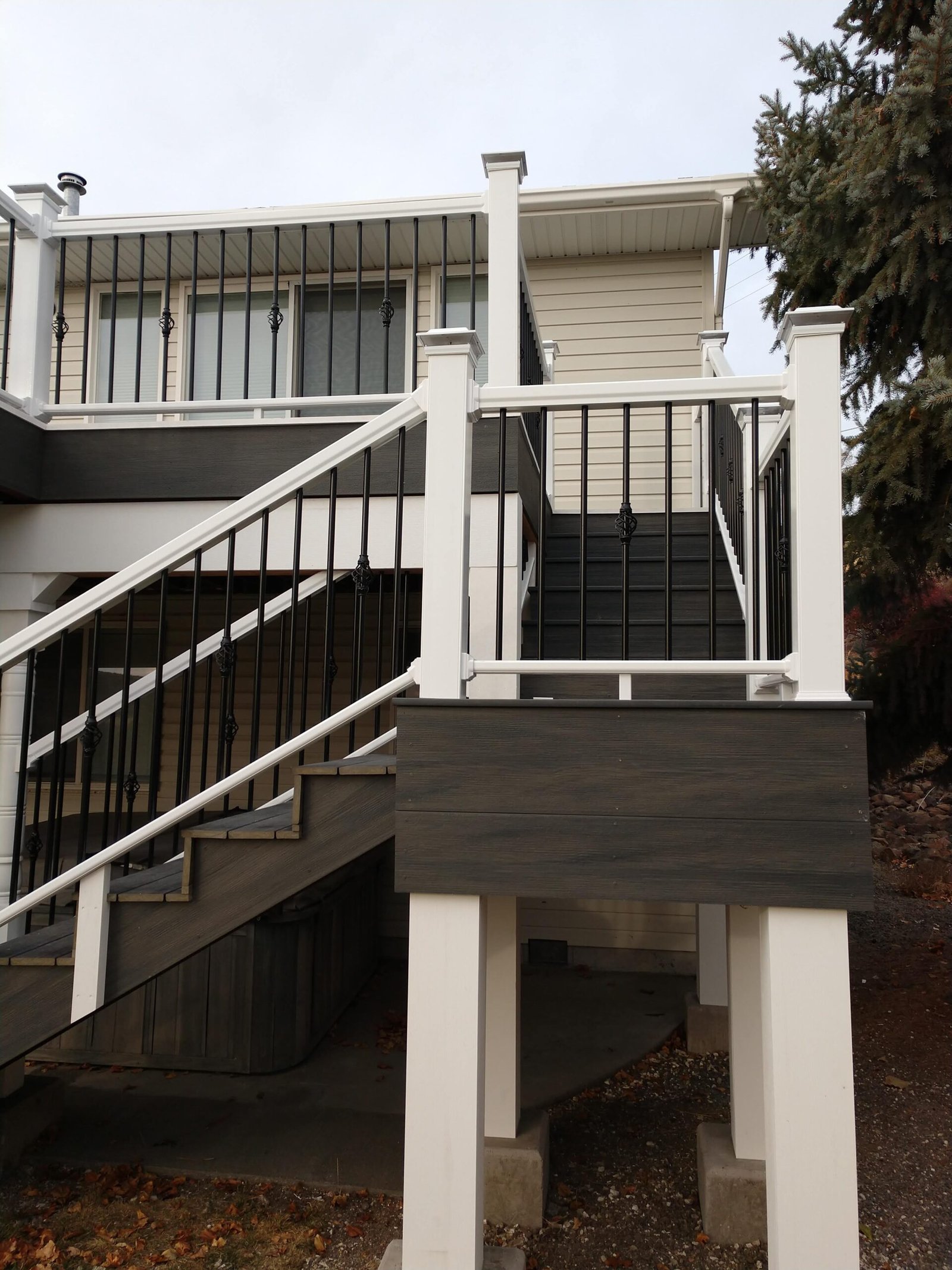 Deck stair railing and support posts