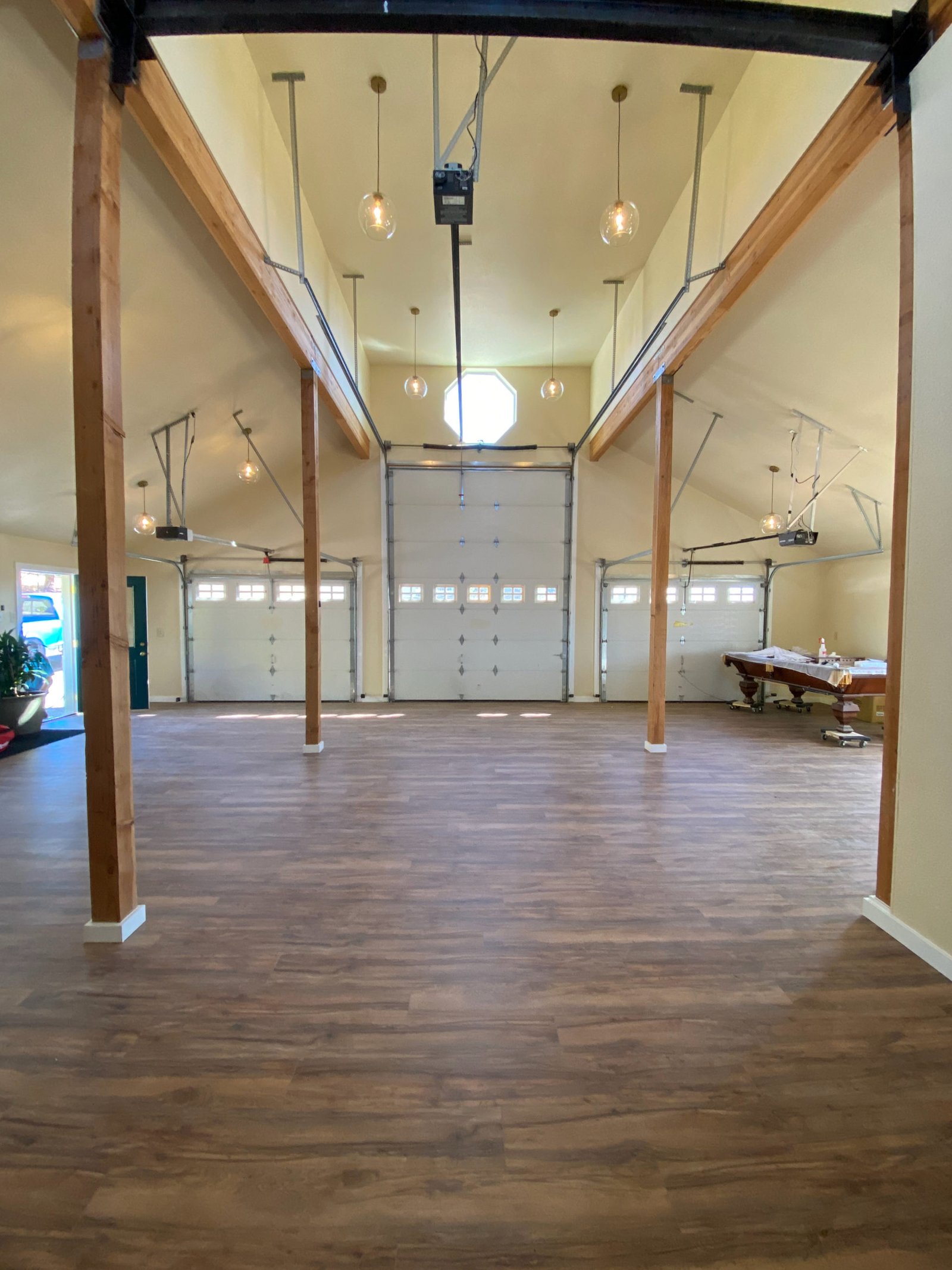 Yoga studio floor and high ceiling