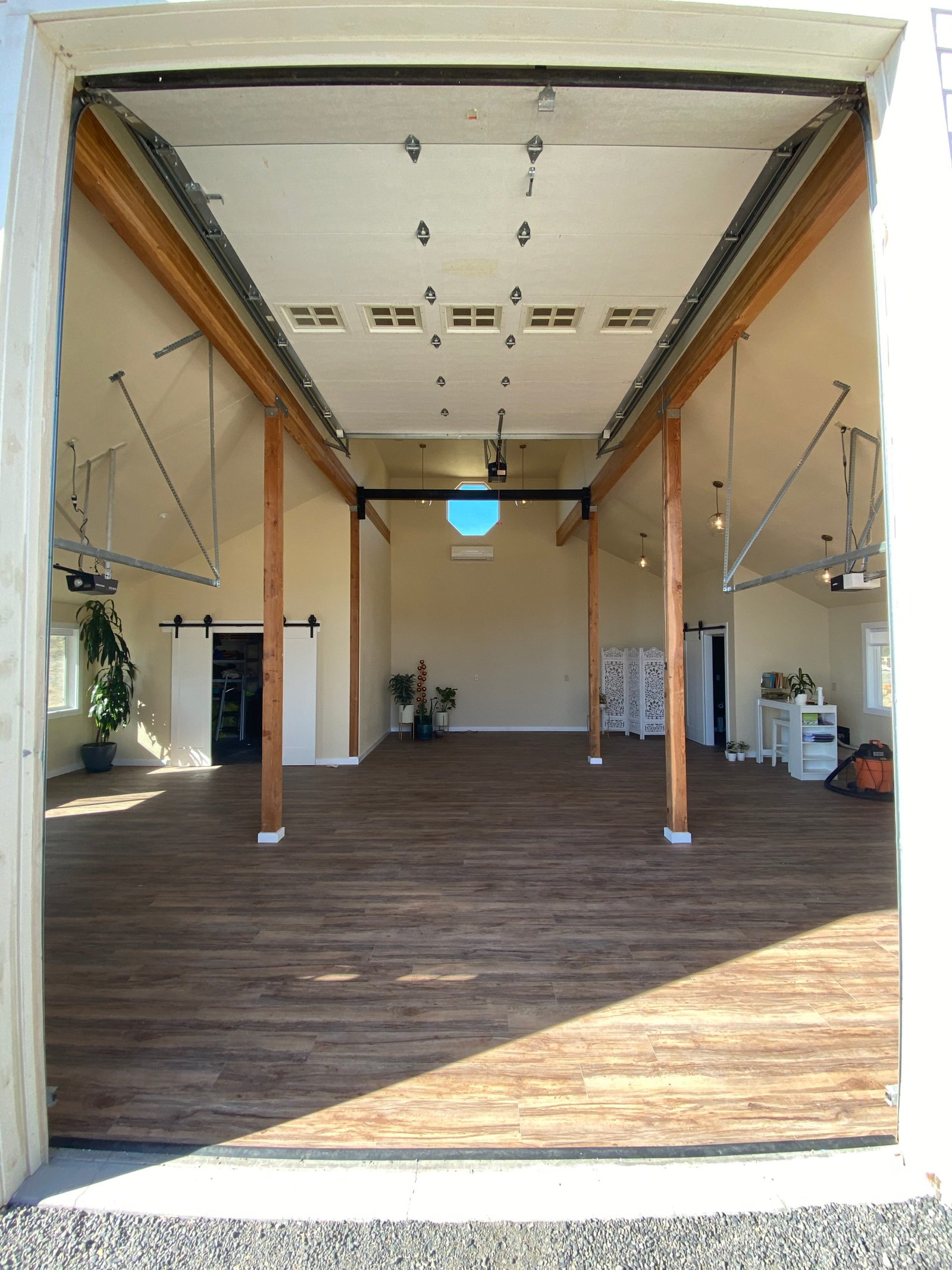 Yoga studio interior viewed from its entrance